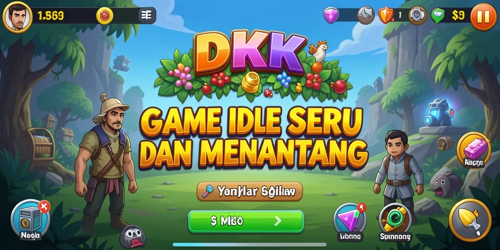 Screenshot gameplay DKK yang menunjukkan pengumpulan sumber daya dalam permainan Idle.
