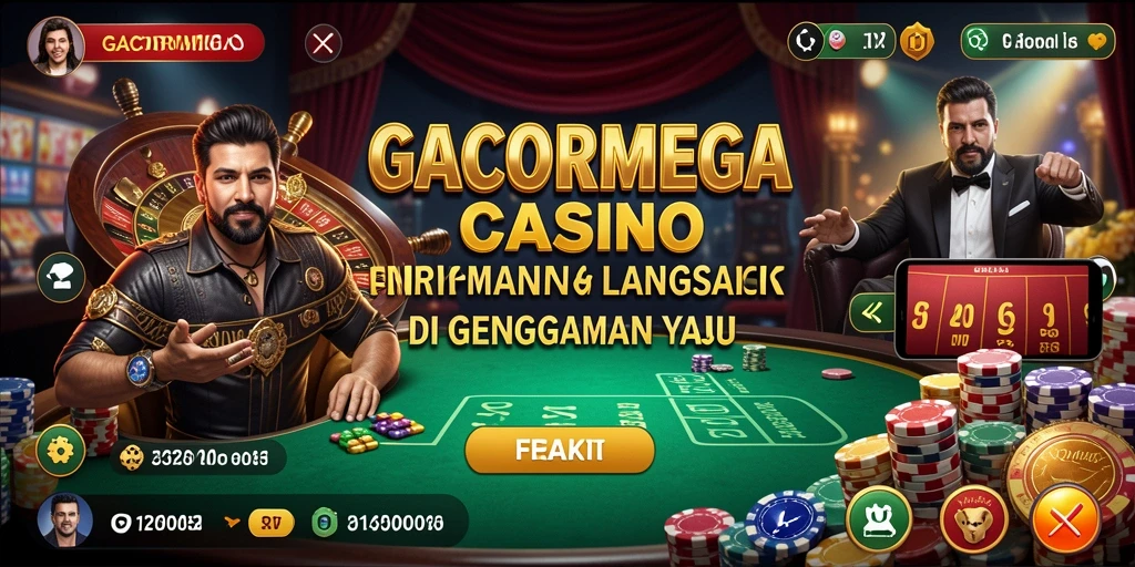 Tampilan gameplay GACORMEGA dengan dealer langsung dan suasana kasino.