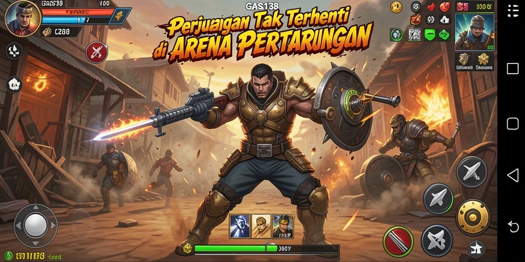 Screenshot GAS138 menunjukkan pertarungan seru dalam grafis menawan.