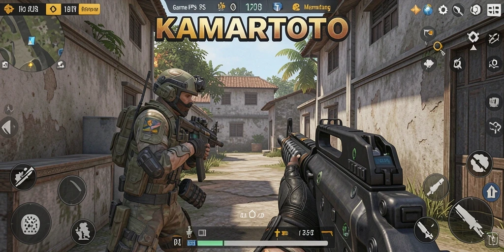 Tampilan gameplay seru dari KAMARTOTO dengan aksi tembak-menembak intens.