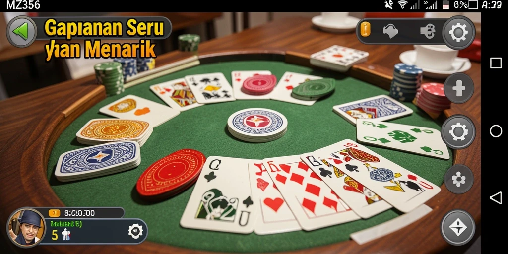 Tampilan gameplay MZ356 dengan suasana permainan Gaple yang seru.