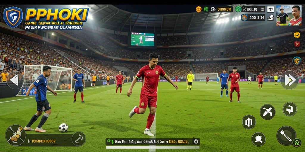 Tampilan gameplay PPHOKI saat pertandingan sepak bola dimulai.