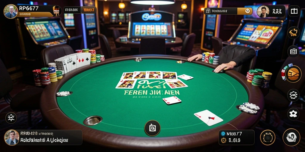 Tangkapan layar RP6677 menampilkan aksi seru permainan poker.