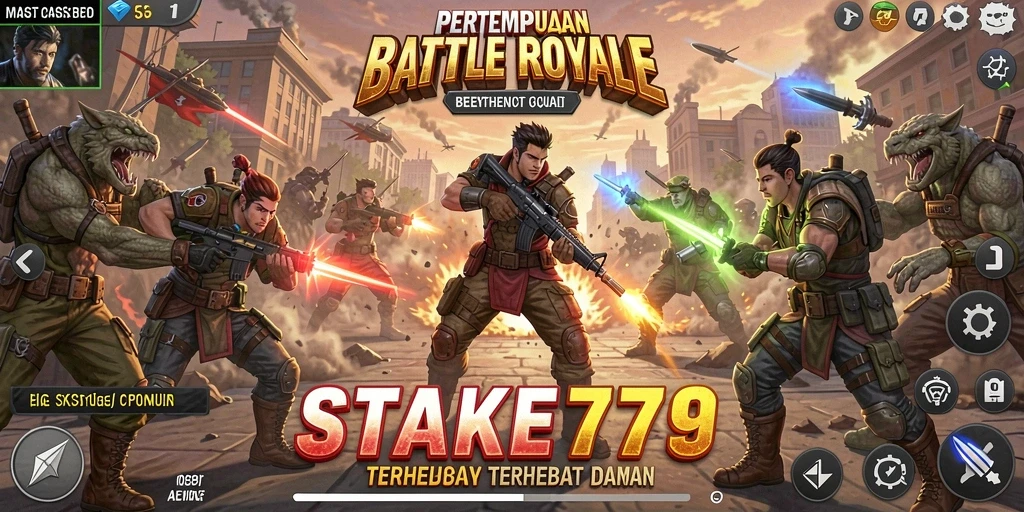 Tangkapan layar gameplay menegangkan di STAKE779 saat bertarung di arena Battle Royale.